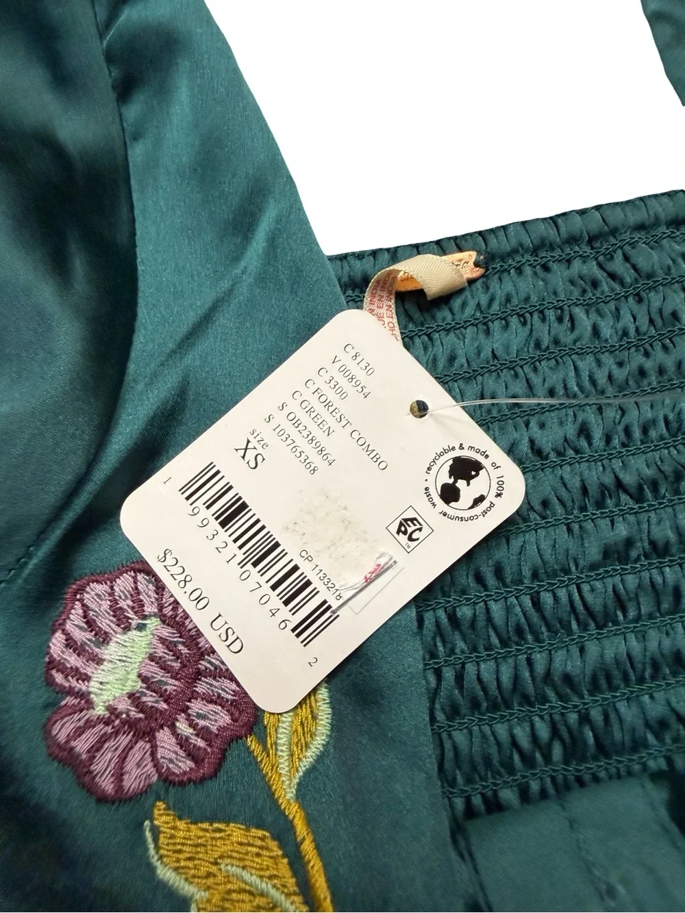 ✨🌲 Free‎ People Autumn Bloom Midi Skirt Set XS Embroidered Forest Green 🌲✨